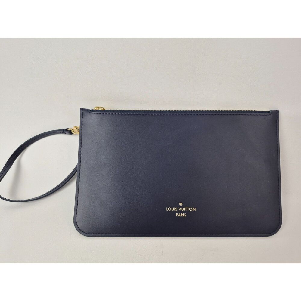 Louis Vuitton Leather Neverfull MM Monoglam Pochette Blue Navy